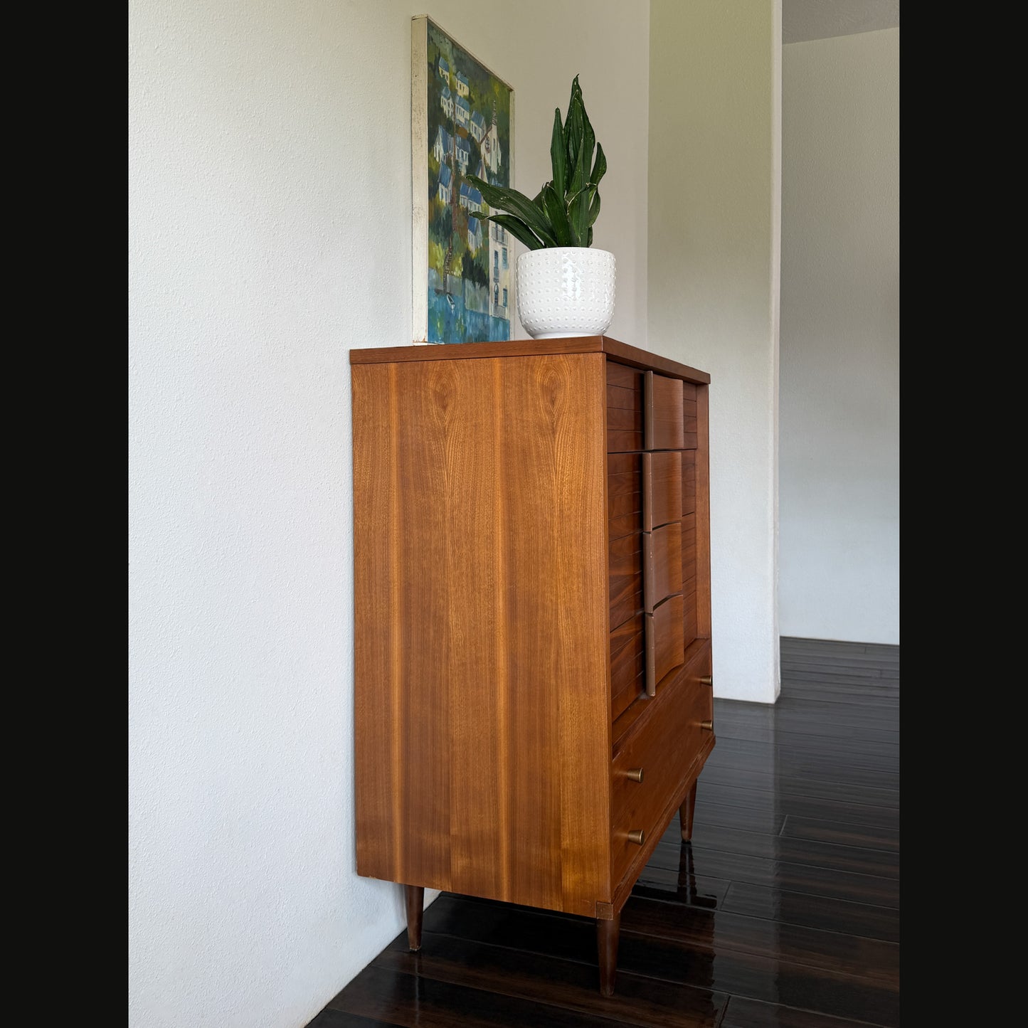 MCM Walnut 5-Drawer Tallboy