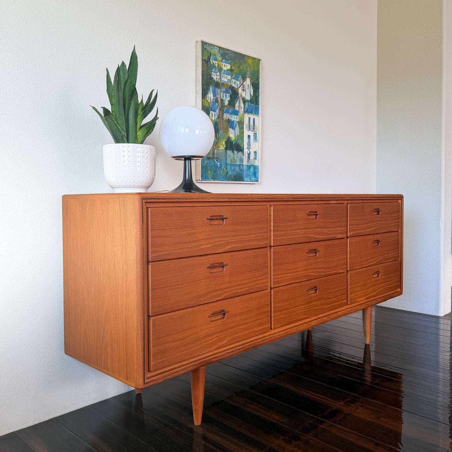 Vintage MCM 9-Drawer Teak Dresser