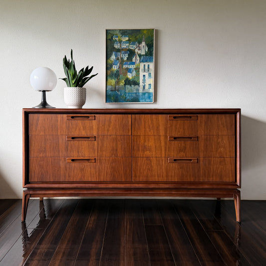 Mid Century 6 Drawer Walnut Dresser